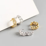 925 Silver Crystal Cuban Chain Stud Earrings for Women