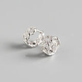 925 Silver Crystal Cuban Chain Stud Earrings for Women