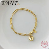 925 Silver Chain Heart Bracelet Women Party Wedding Jewelry