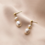 Baroque Pearl Drop Earrings 925 Silver Bohemian Jewelry