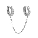 925 Silver Pave Pearl Cuban Link Chain Tassel Stud Earrings