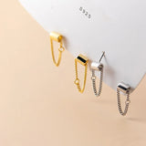 925 Silver Cuban Chain Tassel Earrings for Women