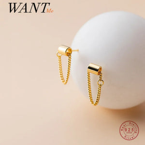 925 Silver Cuban Chain Tassel Earrings for Women