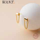 925 Silver Cuban Chain Tassel Earrings for Women