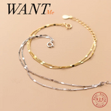 925 Silver Punk Double Geometric Cuban Link Bracelet Bangle