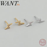Punk Lightning Stud Earrings 925 Sterling Silver