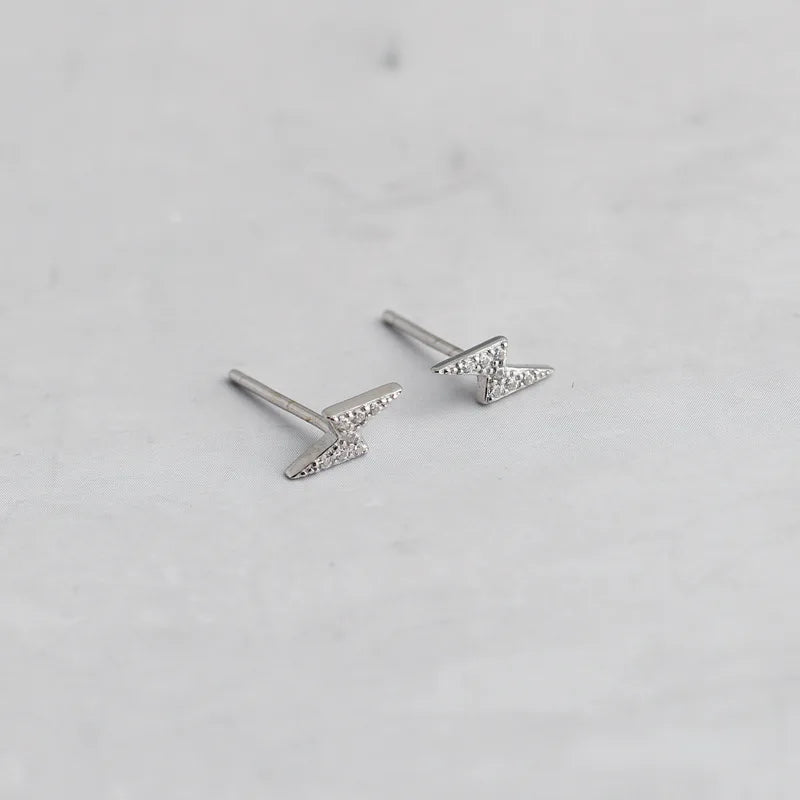Punk Lightning Stud Earrings 925 Sterling Silver