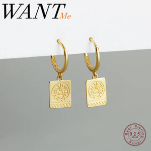 Real 925 Silver Geometric Tower Stud Earrings for Women