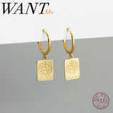 Real 925 Silver Geometric Tower Stud Earrings for Women
