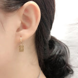 Real 925 Silver Geometric Tower Stud Earrings for Women