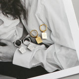 Real 925 Silver Geometric Tower Stud Earrings for Women