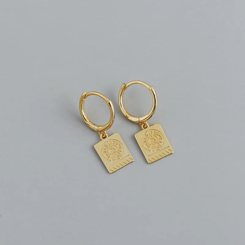 Real 925 Silver Geometric Tower Stud Earrings for Women