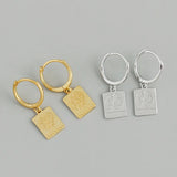 Real 925 Silver Geometric Tower Stud Earrings for Women