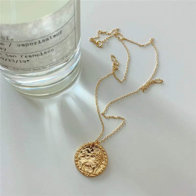 Geometric Lion Pendant Necklace 925 Sterling Silver