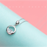 925 Silver Crystal Round Spring Pendant Necklaces For Women