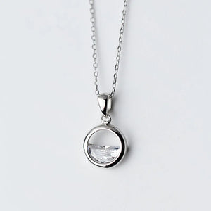 925 Silver Crystal Round Spring Pendant Necklaces For Women
