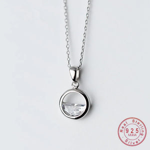 925 Silver Crystal Round Spring Pendant Necklaces For Women
