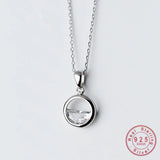 925 Silver Crystal Round Spring Pendant Necklaces For Women