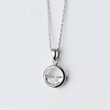925 Silver Crystal Round Spring Pendant Necklaces For Women