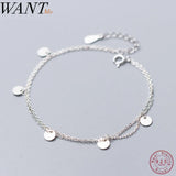 925 Silver Double Disc Chain Bracelet for Women