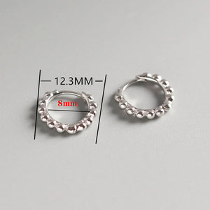 925 Silver Minimalist Round Bead Stud Earrings for Women