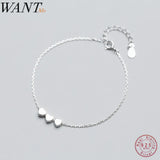925 Sterling Silver Heart Chain Bracelet Wedding Jewelry Gift