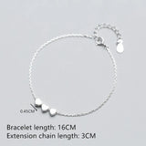 925 Sterling Silver Heart Chain Bracelet Wedding Jewelry Gift