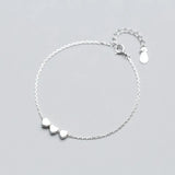 925 Sterling Silver Heart Chain Bracelet Wedding Jewelry Gift