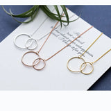 925 Silver Geometric Double Circle Interlocking Pendant Necklace