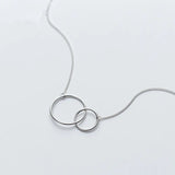 925 Silver Geometric Double Circle Interlocking Pendant Necklace