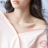 925 Silver Geometric Double Circle Interlocking Pendant Necklace