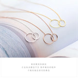 925 Silver Geometric Double Circle Interlocking Pendant Necklace