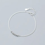 925 Silver Geometric Bead Chain Bracelet Bangle Women Jewelry Gift