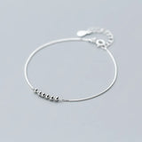 925 Silver Geometric Bead Chain Bracelet Bangle Women Jewelry Gift
