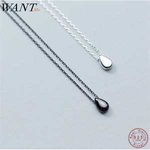 925 Silver Geometric Droplet Pendant Necklace for Women