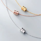 925 Sterling Silver Round Charm Pendant Necklace for Women