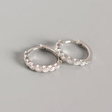 925 Silver Crystal Zircon Studs Earrings for Women Office