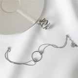 925 Silver Punk Geometric Round Snake Chain Bracelet