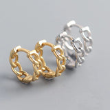 925 Silver Punk Hip-Hop Link Chain Stud Earrings