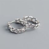 925 Silver Punk Hip-Hop Link Chain Stud Earrings