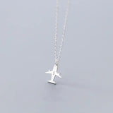 925 Sterling Silver Aircraft Pendant Short Necklace