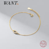 925 Silver Zircon Demon Eye Chain Bracelet for Women