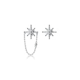 925 Silver Star Cuban Chain Stud Earrings Punk Party Jewelry