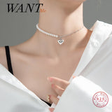 925 Silver Cuban Link Chain Heart Charms Necklace for Women