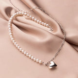 925 Silver Cuban Link Chain Heart Charms Necklace for Women