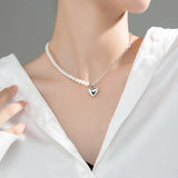 925 Silver Cuban Link Chain Heart Charms Necklace for Women