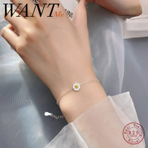 925 Silver Daisy Chain Bracelet for Women