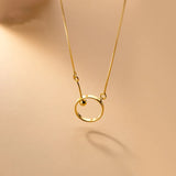 925 Silver Minimalist Geometric Round Bead Pendant Necklace
