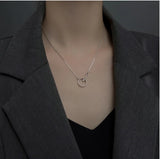 925 Silver Minimalist Geometric Round Bead Pendant Necklace
