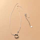 925 Silver Minimalist Geometric Round Bead Pendant Necklace